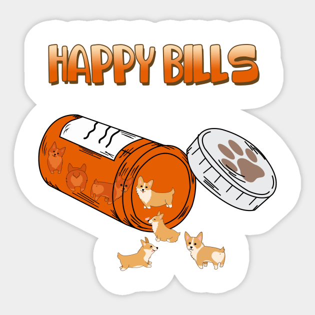 Happy Pills Corgi,Miniature Corgi Dog Owner, Corgi Lover Sticker by artbyhintze